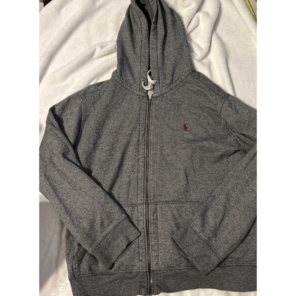 Polo Ralph Lauren Full Zip Hoodie Gray Heather Fleece XXL Pony Logo